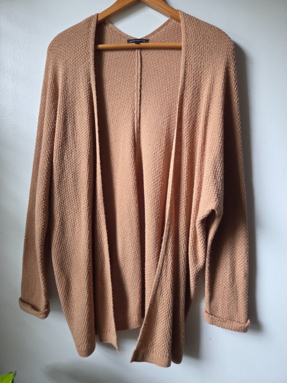 EUC STACCATO TAN OPEN BATWING SLOUCHY CARDIGAN M/L